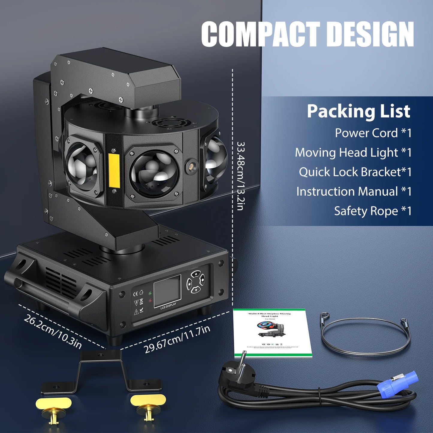 Fieryzeal RGBW Beam Moving Head Light 3-Axis Rotation DJ Stage