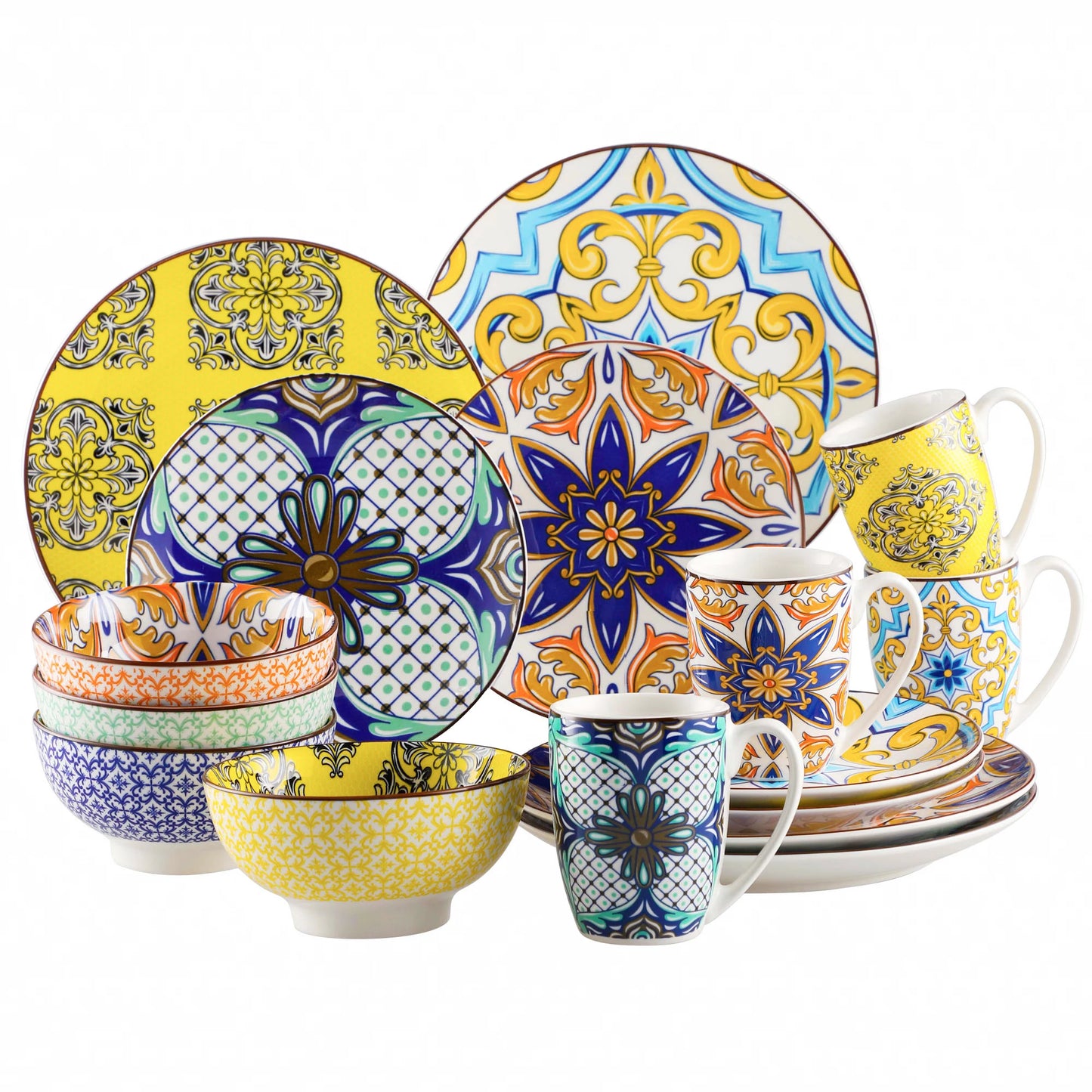 MALACASA Jasmin Pattern Porcelain Dinnerware Set Collection