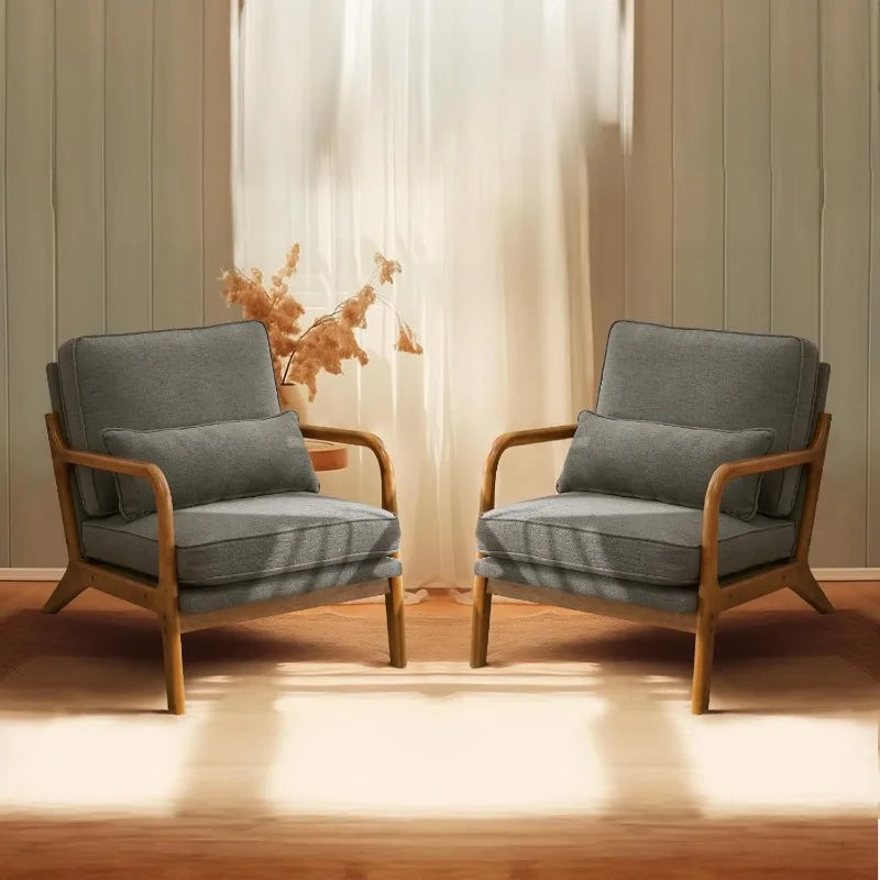 Bonnlo Upholstered Accent Chairs Set of 2 Mid Century Modern