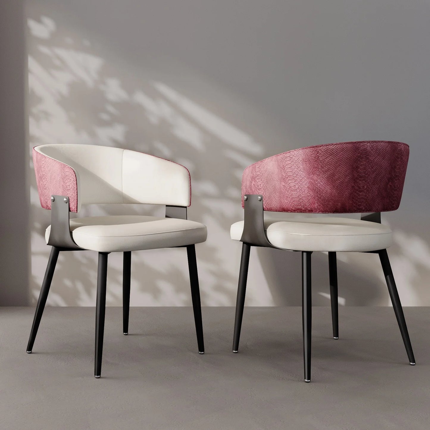 Comfort Upholstered Dining Chairs Set, Wide Seat, Modern Metal Frame
