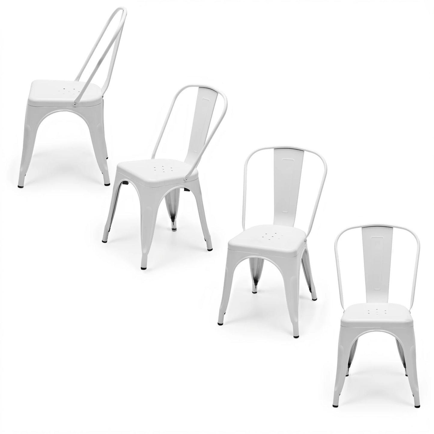 JHK Metal Stackable Dining Chairs For Patio And Outdoor Seating