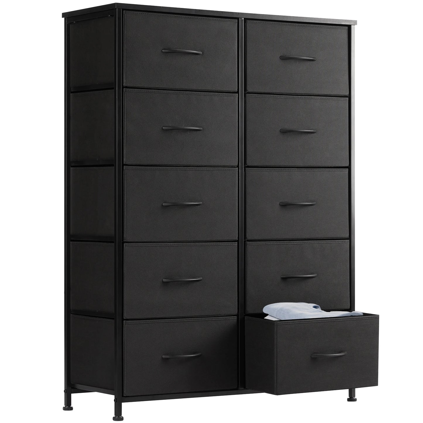 JHK Ten Drawer Bedside Table With Steel Storage Frame
