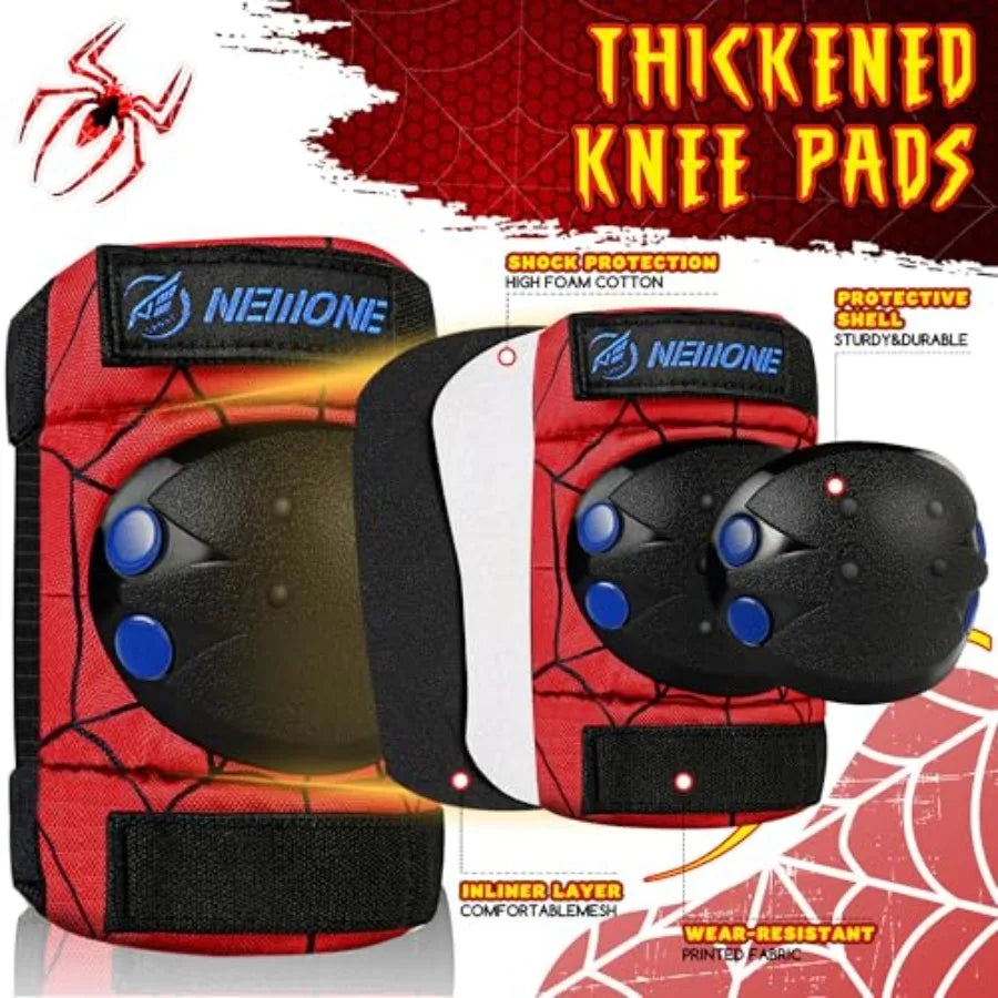 Kids Reflective Knee Elbow Wrist Guard Set With Drawstring Bag