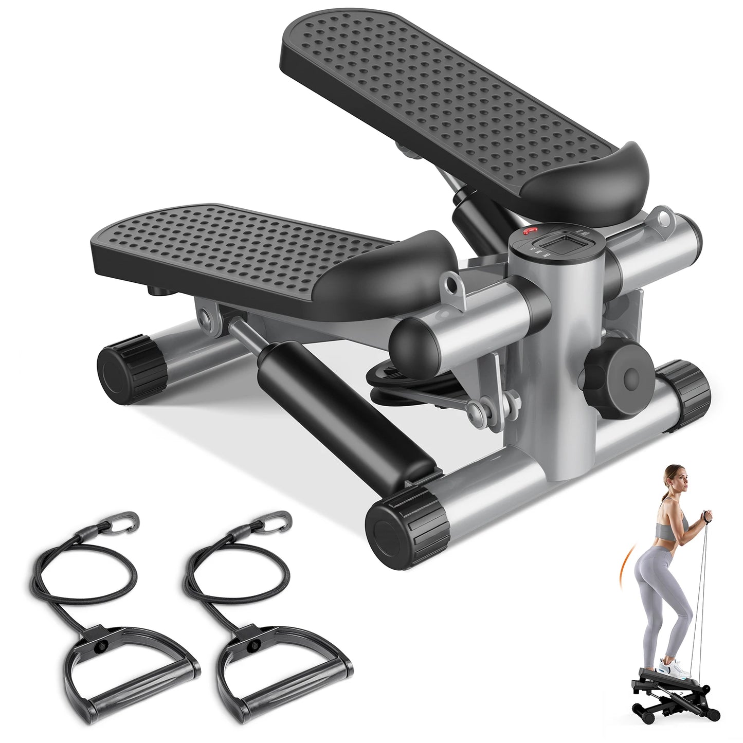 Mini Stepper With Resistance Bands Cardio Machine Home