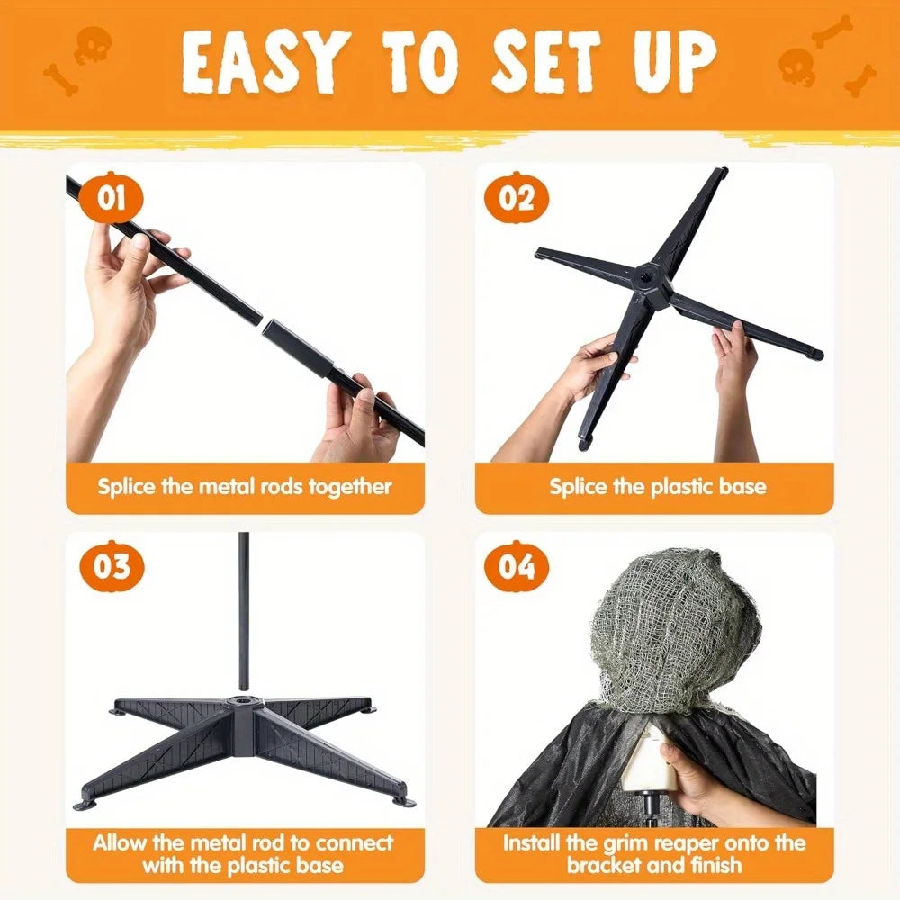 Joyfy Grim Reaper Animatronic Halloween Decoration With Chain Sound