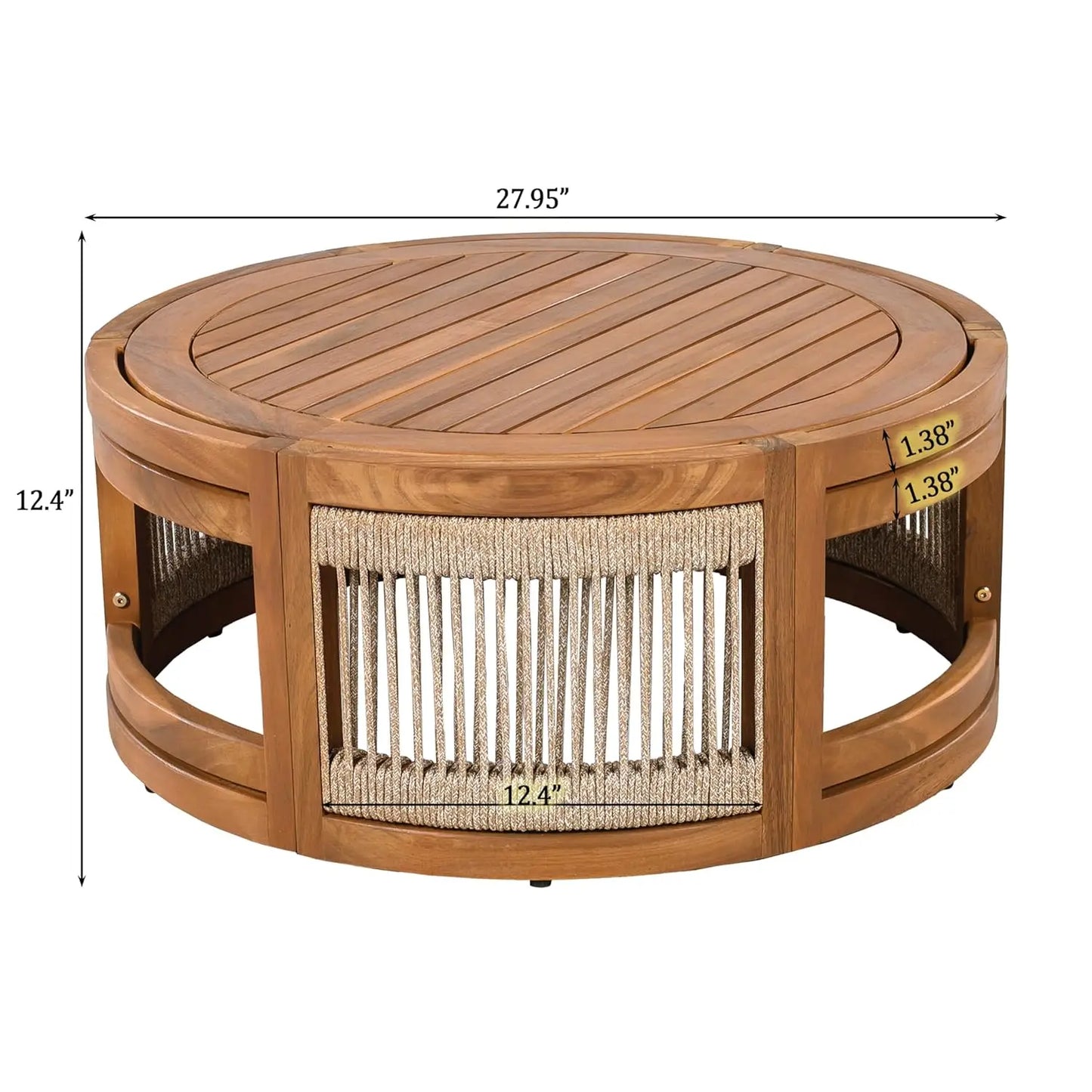 4-Piece Patio Conversation Set, All Weather Sectional Sofa Set w/ 2 Chairs, Loveseat & Table Premium, Acacia Wood Outdoor Furnit