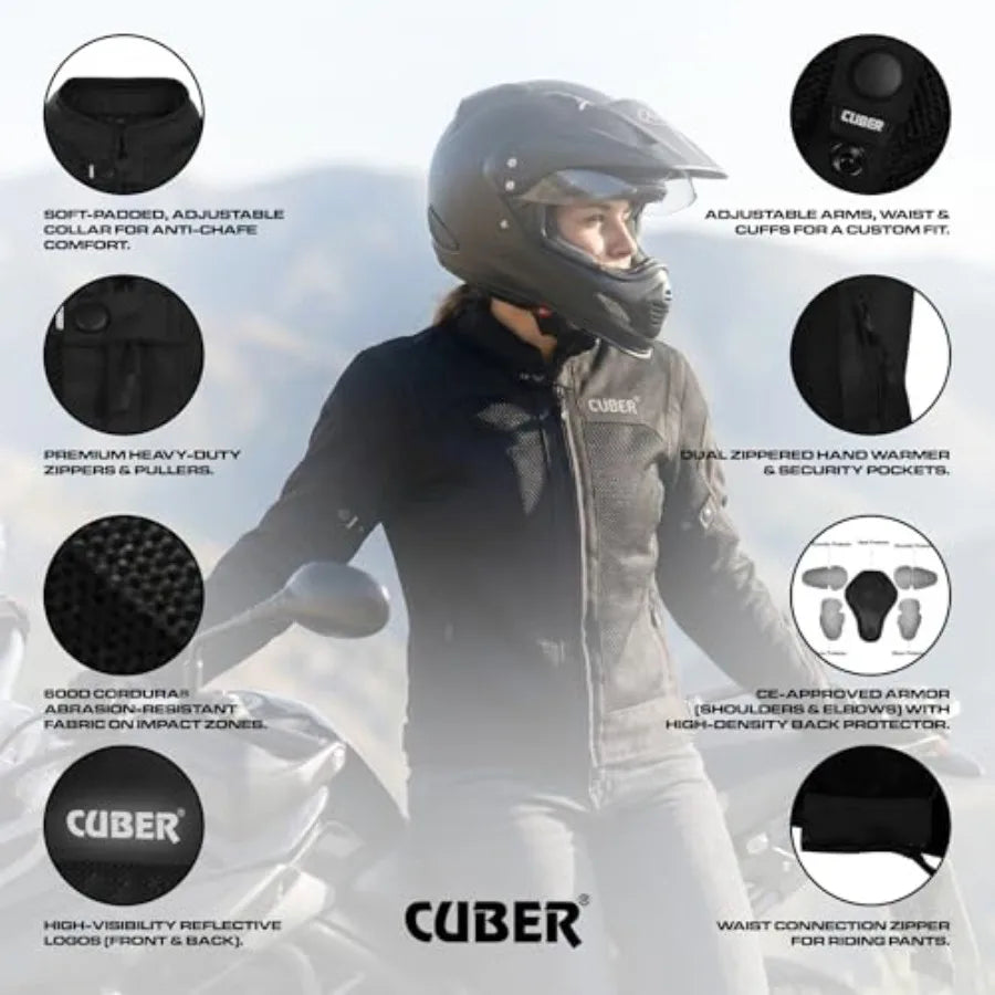 Mens Motorcycle Breathable Mesh Jacket With CE Armor