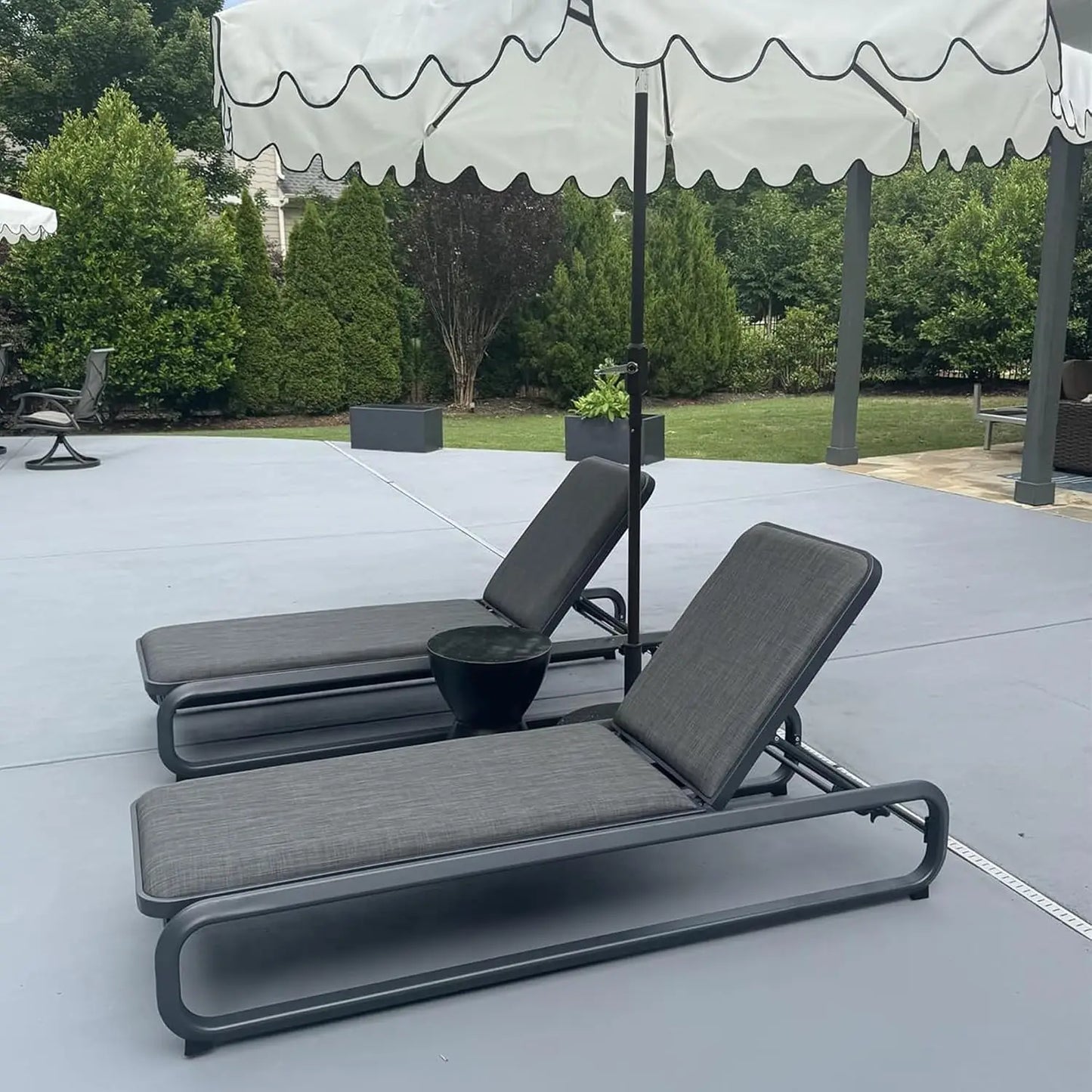 Outdoor Chaise Lounge Set of 2 Modern Aluminum Patio Lounge Chair with Cushion Wicker Backrest All Weather for Deck, Customized