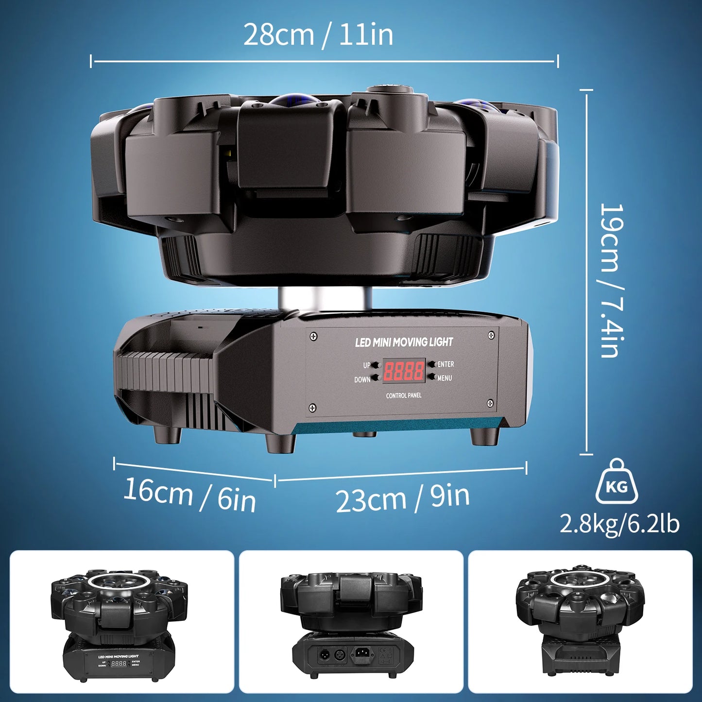 U'King 150W 6-Arm RGBW Moving Head Light DMX Strobe Stage Light Ring Effect