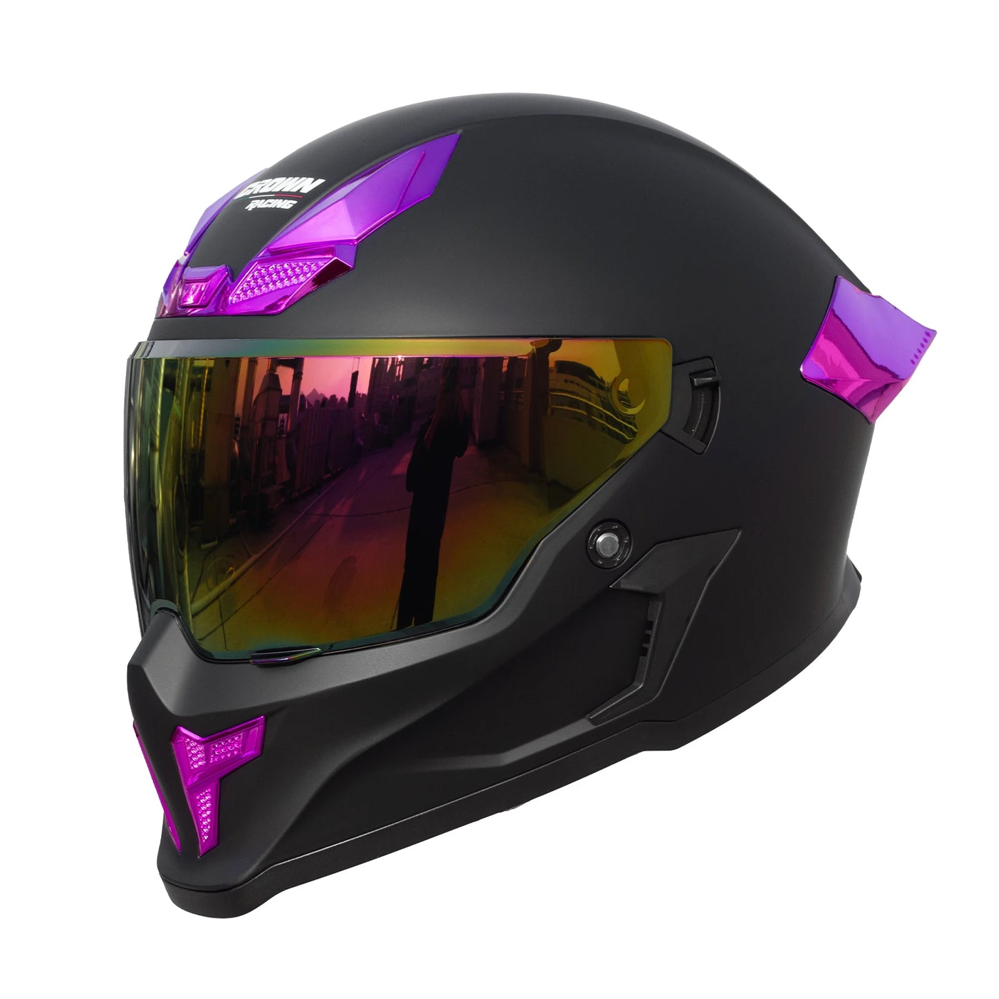 Crown Racing Model-601 Full Face Motorcycle Helmet for Adults, DOT Approved Dual Visor Street Bike Helmet