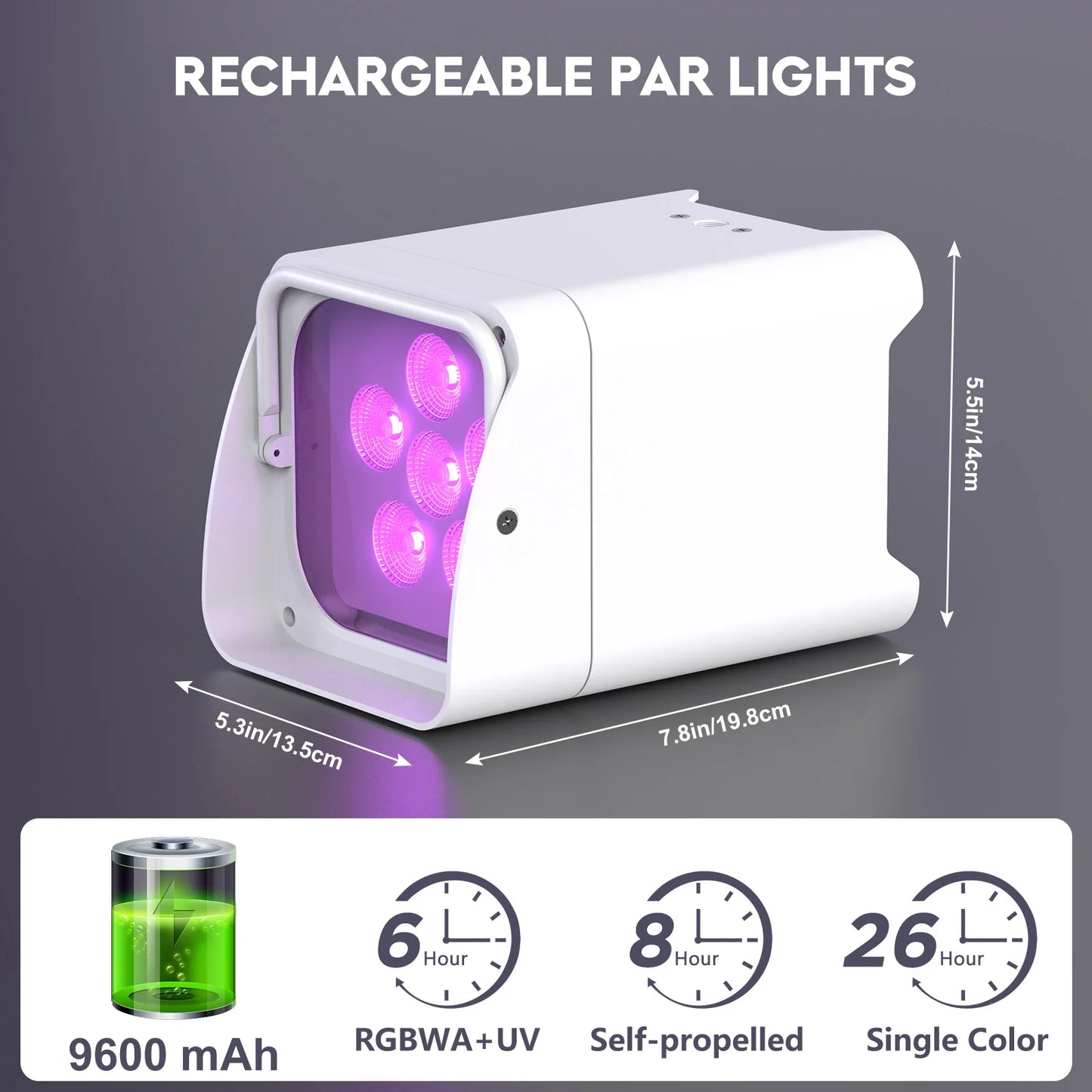 U'King RGBWA+UV LED Par Light 6x18W DMX Battery Wireless
