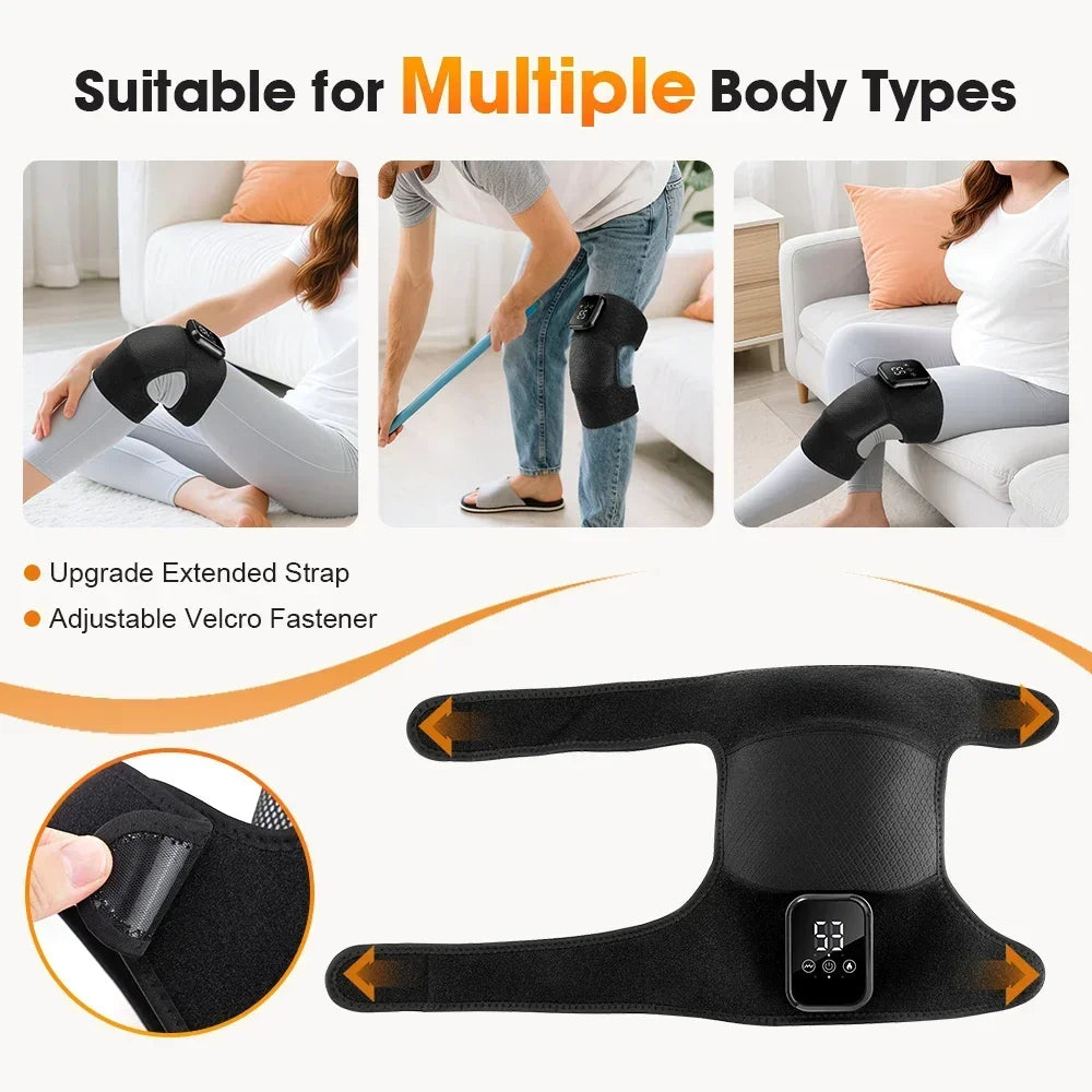 Electric Knee Heating Massager Brace Large Area Wrap Knee Support Strap Hot Compress Braces Pads Knee Sports Massage Protector