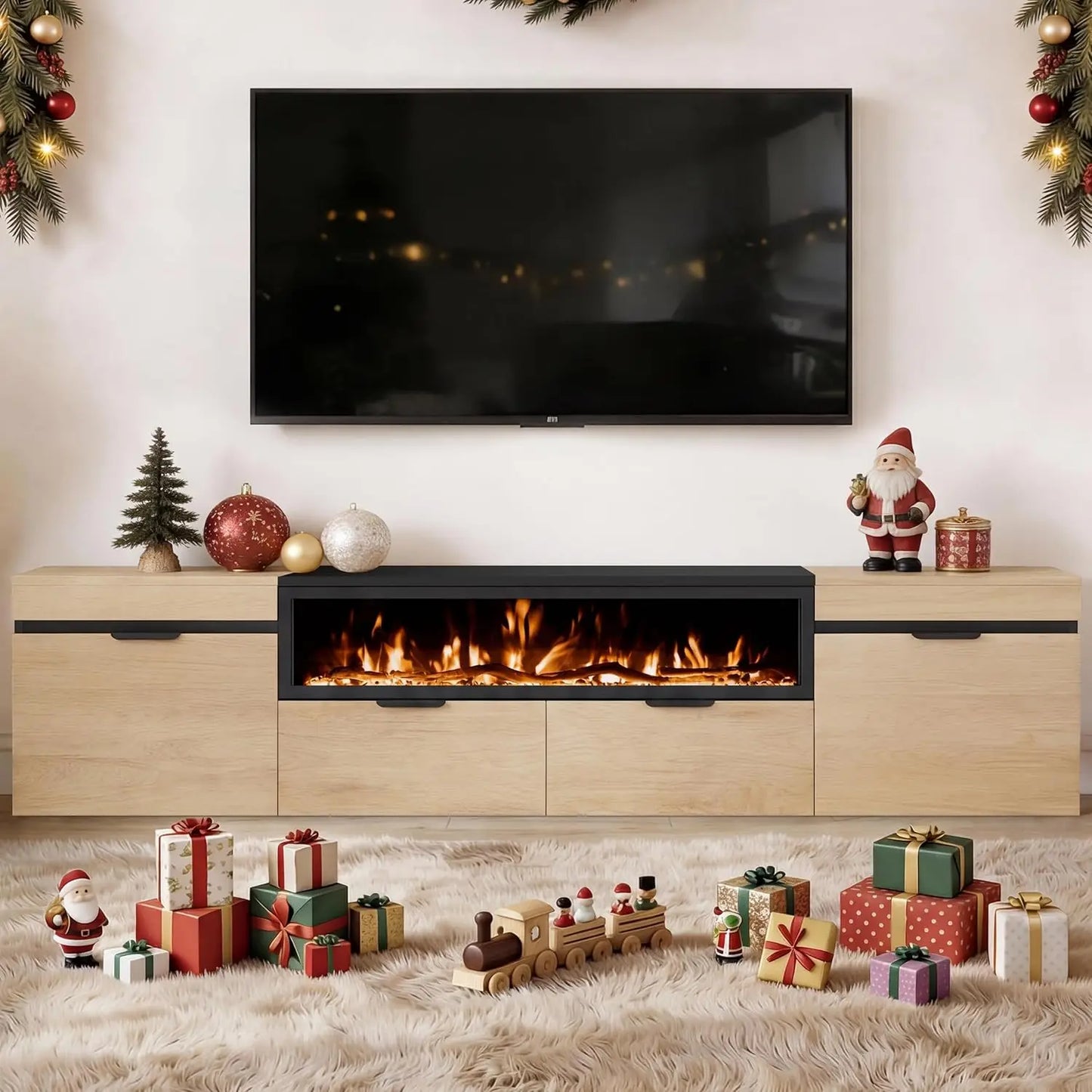 Electric Fireplace TV Stand With No Heat Insert Modern Media Console