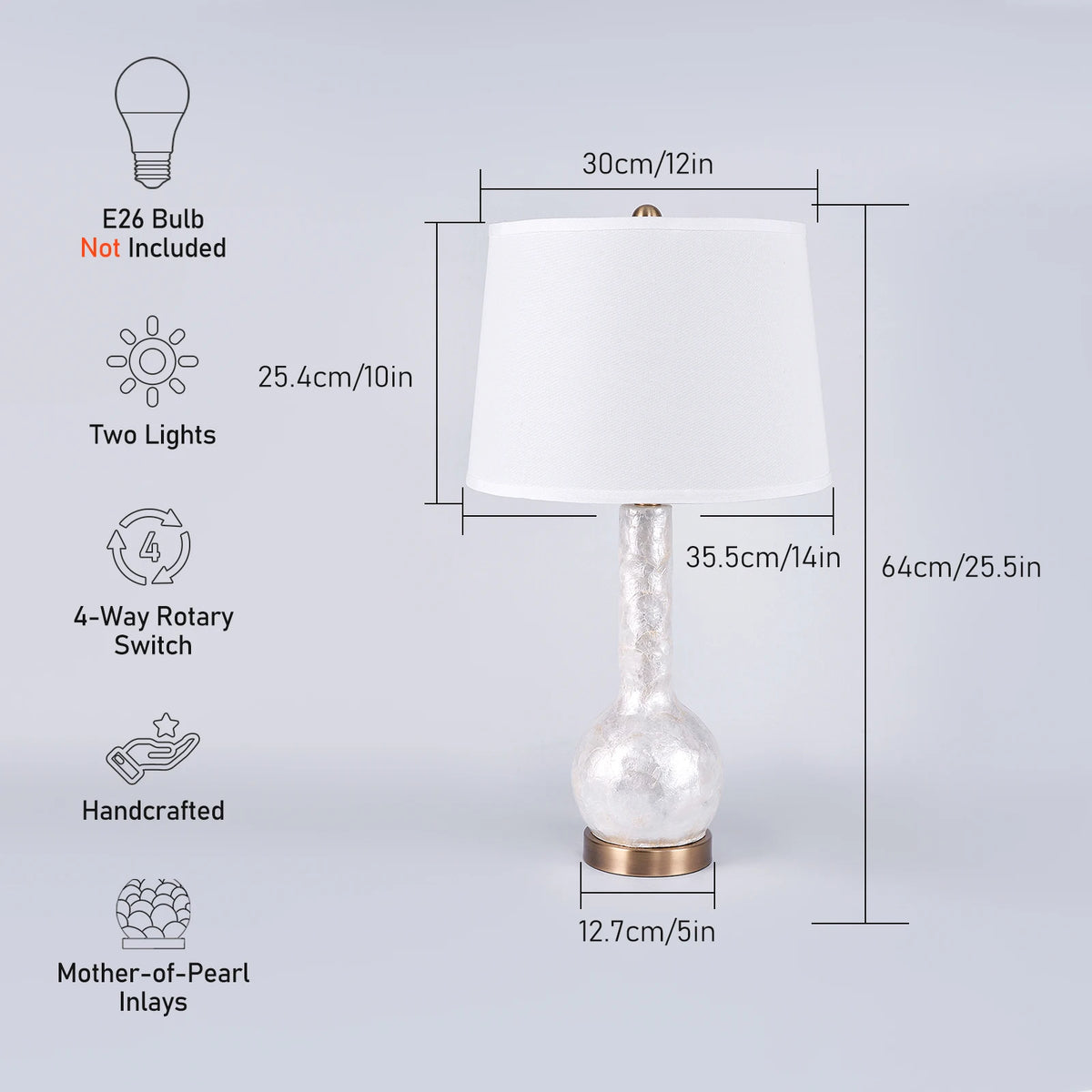 Opal Glass Table Lamp for Bedroom and Living Room Decor