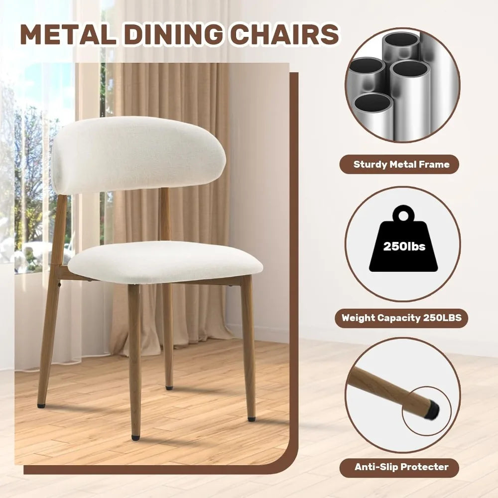 Modern Fabric Dining Chairs With Metal Frame Upholstered Seats