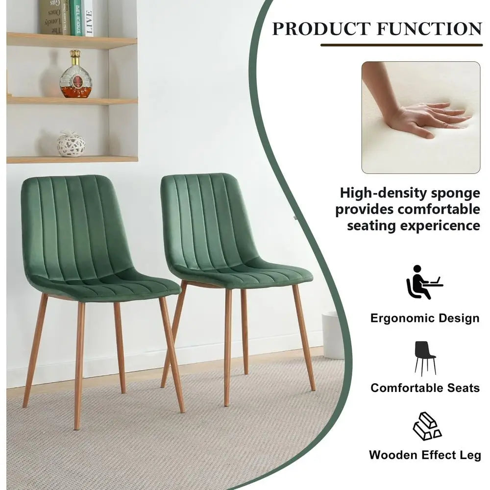 Ergonomic Velvet Dining Chairs Set Of 4 With Wooden Legs