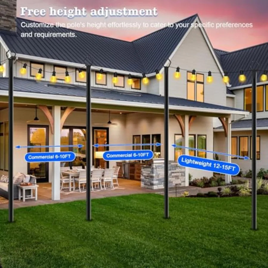 Outdoor String Light Poles With Fork Stand For Patio