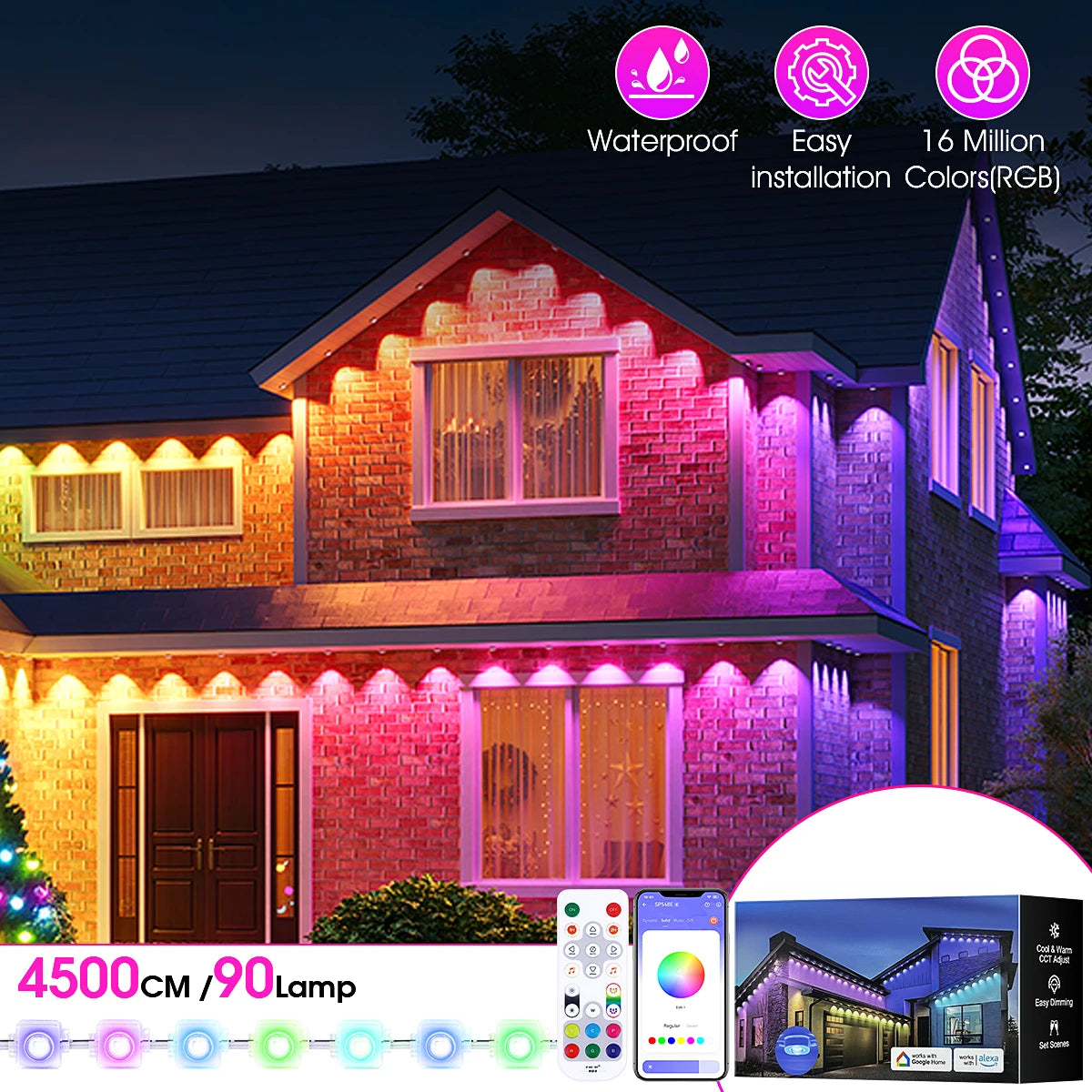 Aiopp RGBIC Outdoor LED Lights IP67 Waterproof With Scene Modes