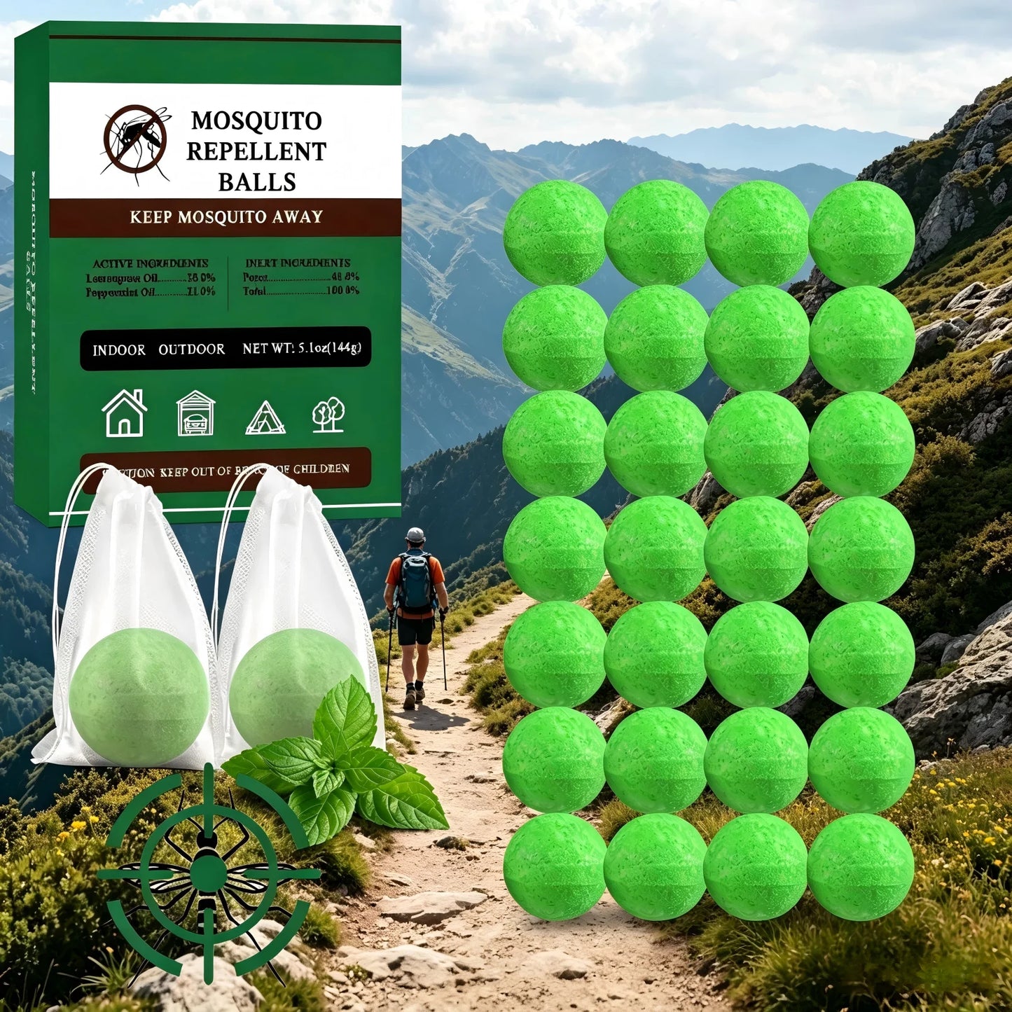 30Pack  Mosquito Repellent for Patio, Indoor Mosquito Repellent Balls, Mosquito Control for Garage,Outdoor Yard Mosquito Spray.