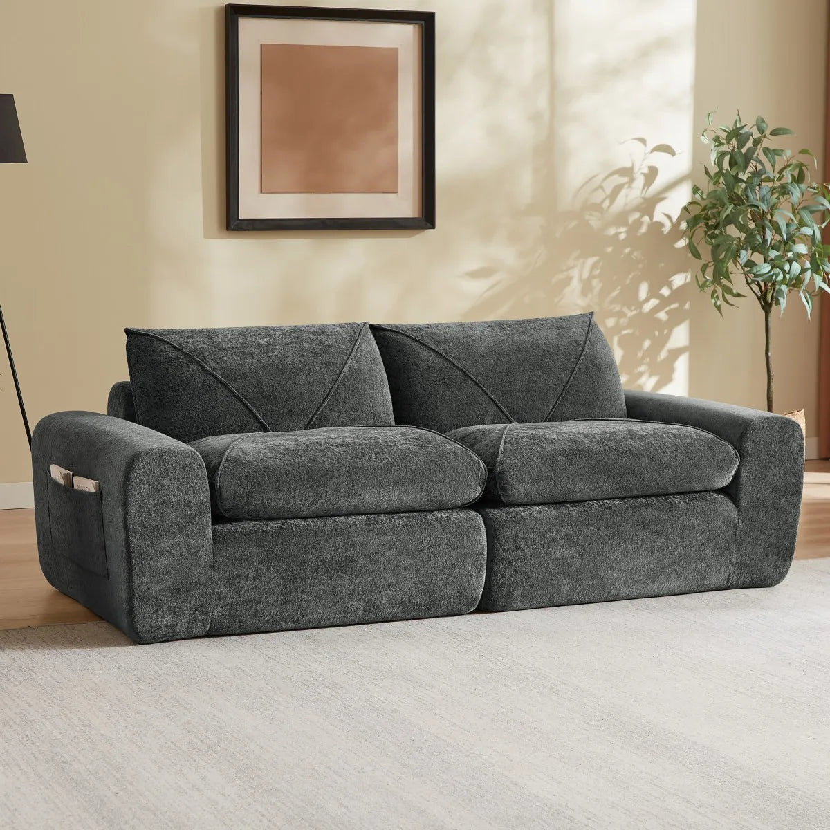 85.8" Modular Sectional Sofa 2-Seater Chenille Cloud Couch Modern Soft Upholstered Loveseat for Living Room
