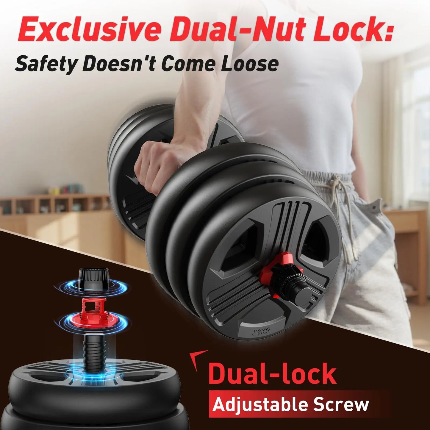 FED Fitness 5 In 1 Adjustable Dumbbell Set 20/35/45/70/90 LB