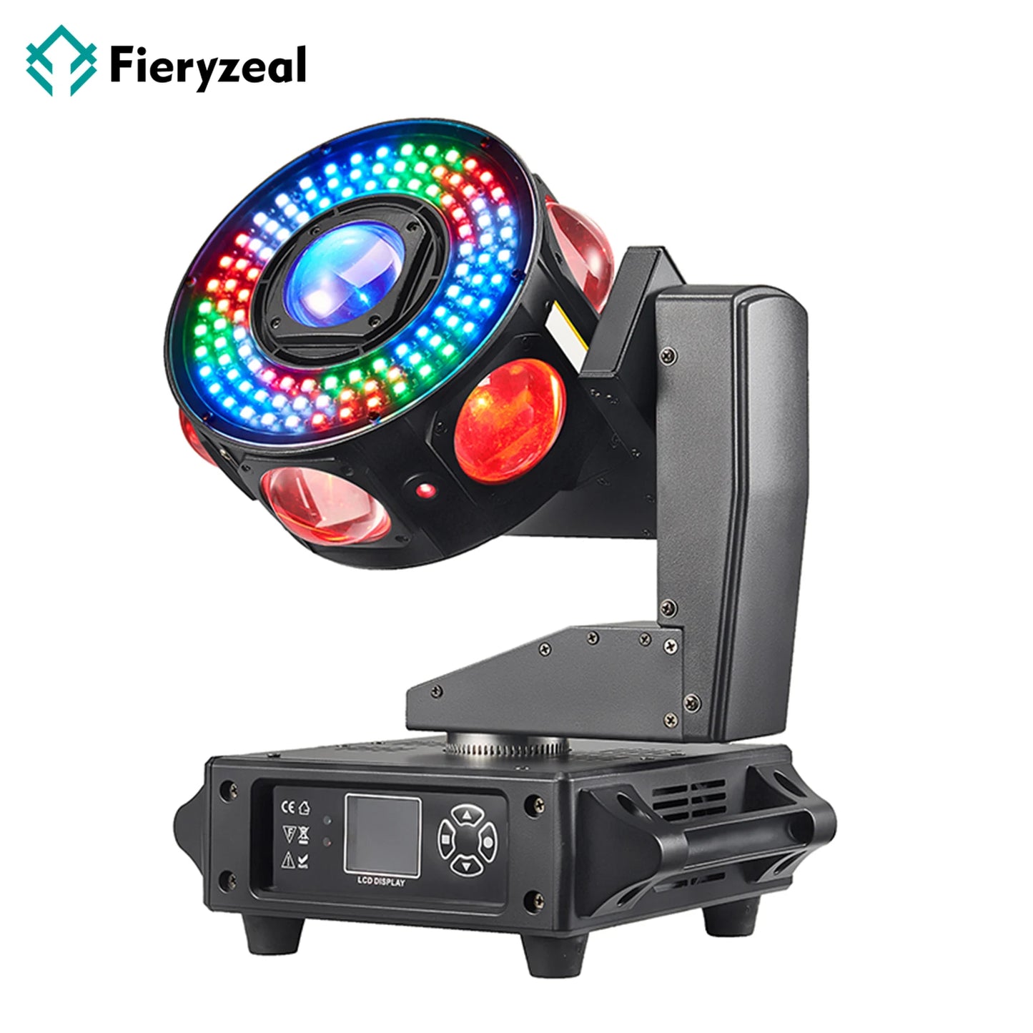 Fieryzeal RGBW Beam Moving Head Light 3-Axis Rotation DJ Stage