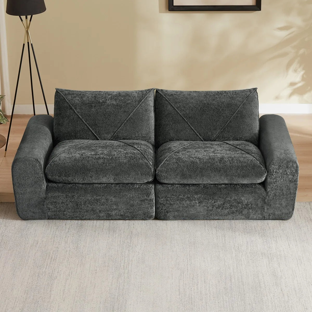 85.8" Modular Sectional Sofa 2-Seater Chenille Cloud Couch Modern Soft Upholstered Loveseat for Living Room