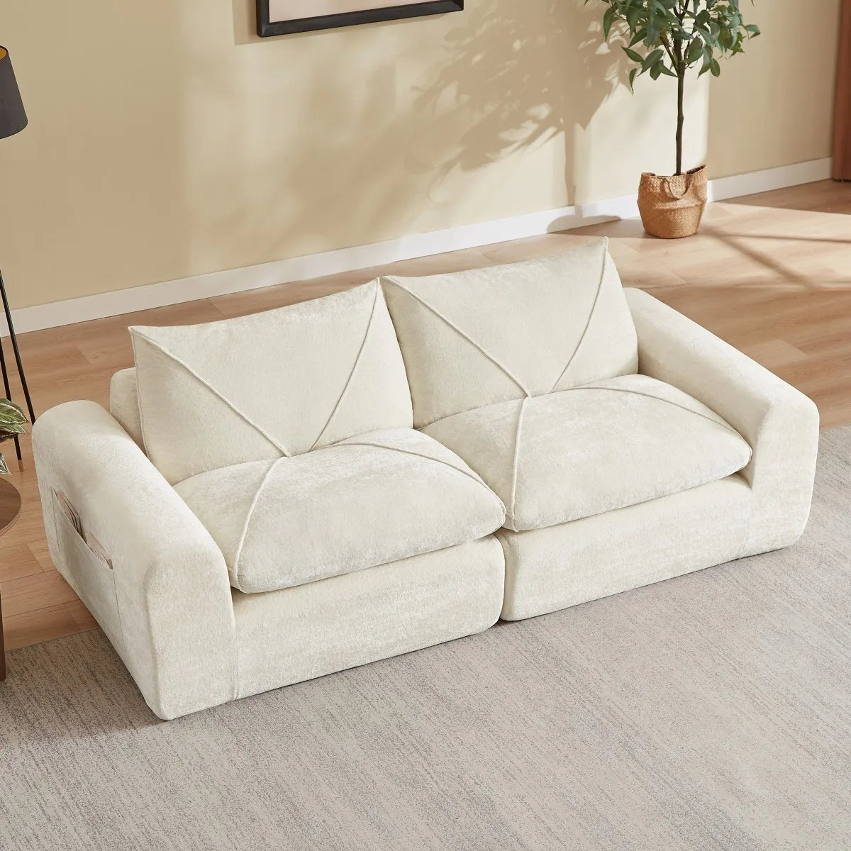 85.8" Modular Sectional Sofa 2-Seater Chenille Cloud Couch Modern Soft Upholstered Loveseat for Living Room