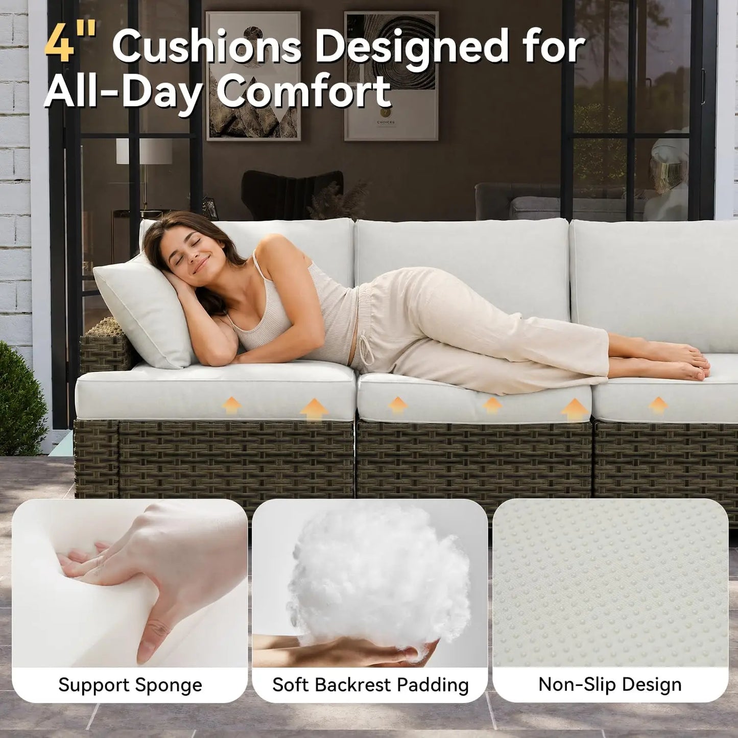 AOXUN Nordivale 9 Piece Outdoor Patio Furniture Set with Cushions