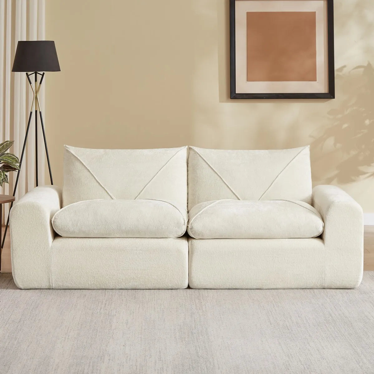 85.8" Modular Sectional Sofa 2-Seater Chenille Cloud Couch Modern Soft Upholstered Loveseat for Living Room