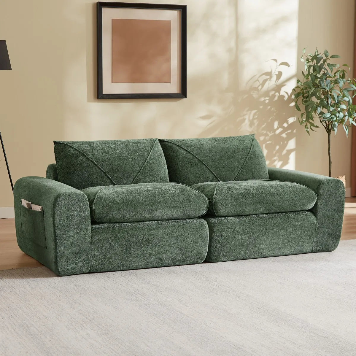 85.8" Modular Sectional Sofa 2-Seater Chenille Cloud Couch Modern Soft Upholstered Loveseat for Living Room