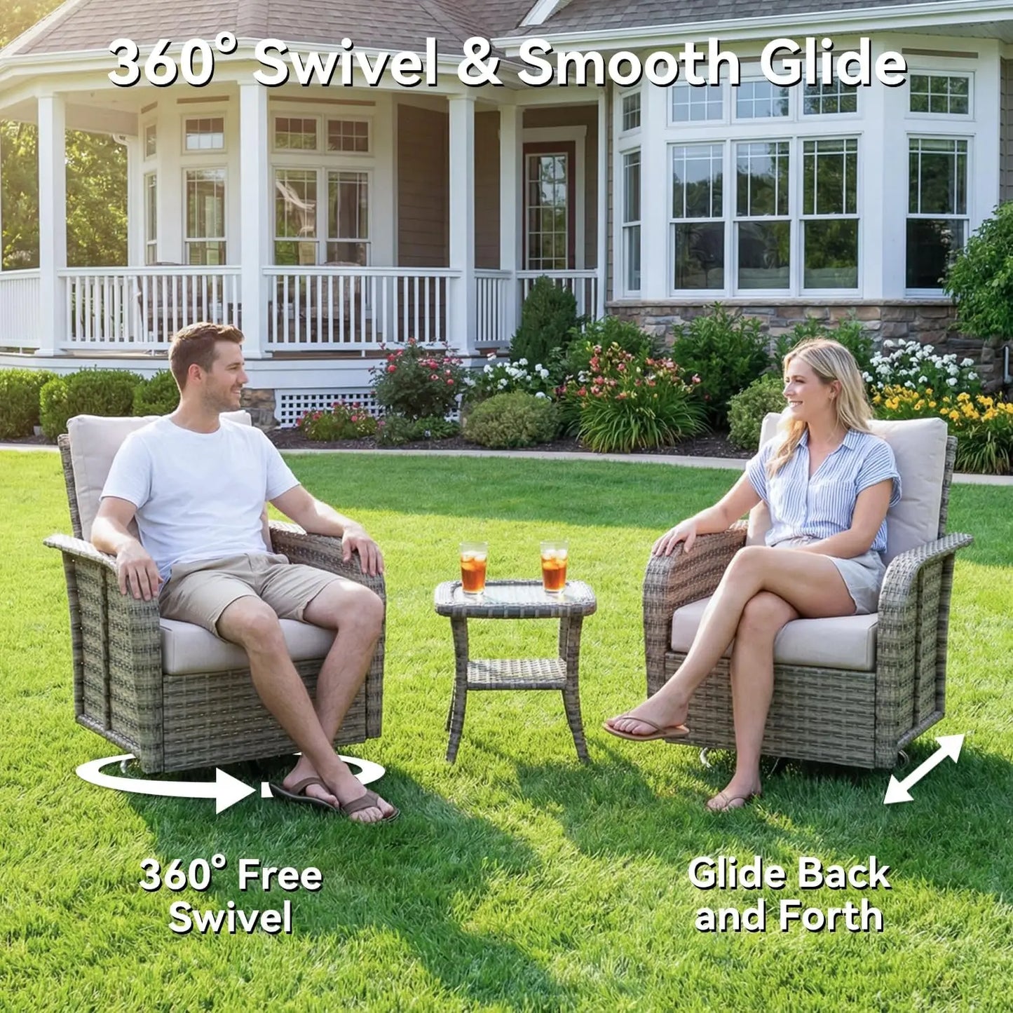 AOXUN Nordivale 9 Piece Outdoor Patio Furniture Set with Cushions