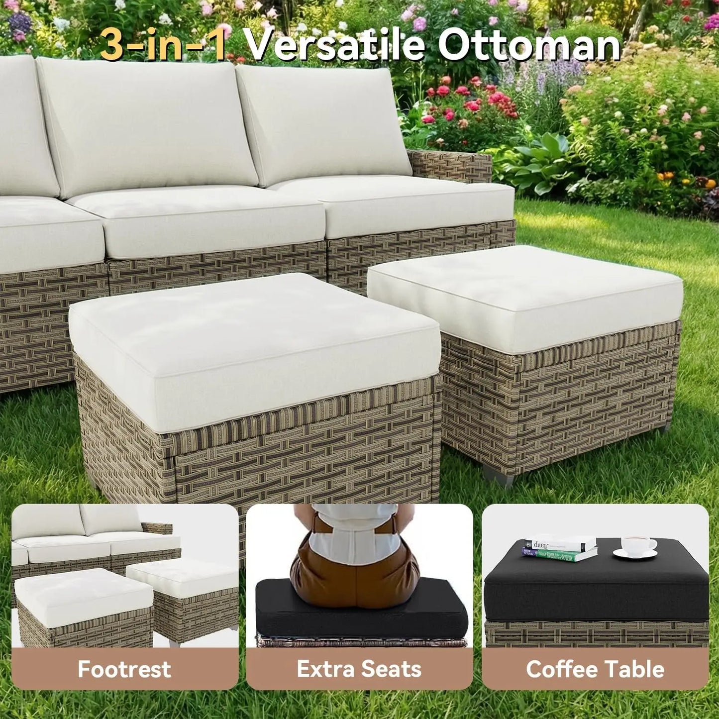 AOXUN Nordivale 9 Piece Outdoor Patio Furniture Set with Cushions
