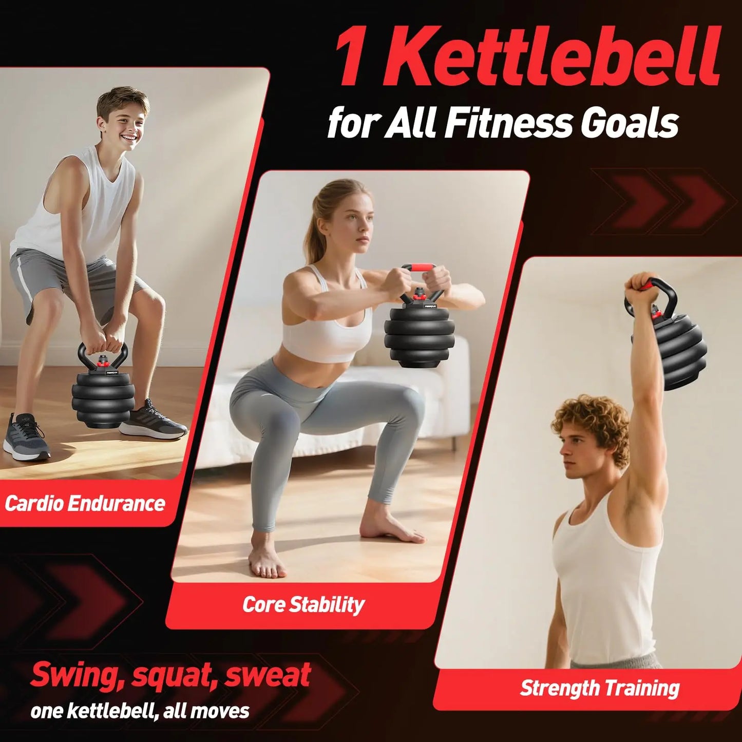 FED Fitness 5 In 1 Adjustable Dumbbell Set 20/35/45/70/90 LB