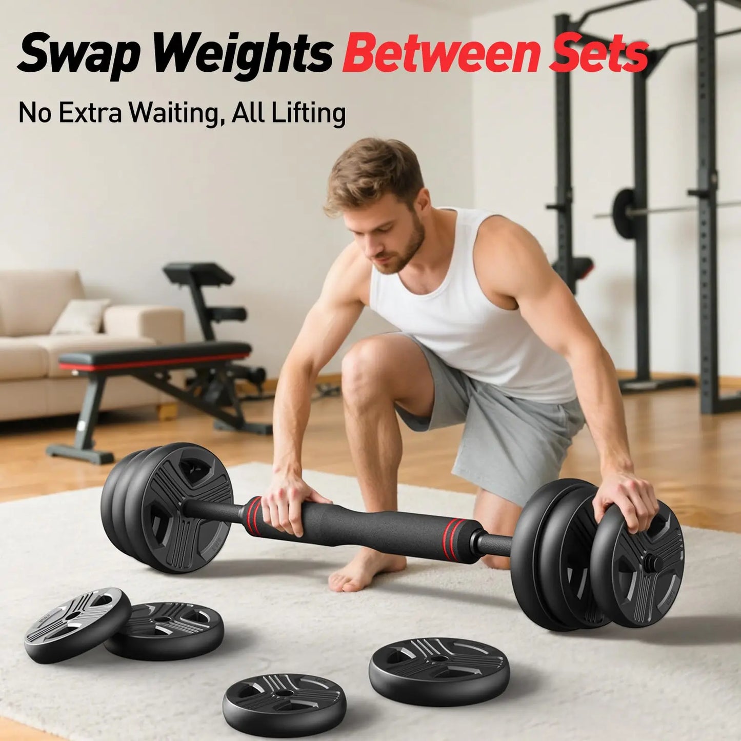 FED Fitness 5 In 1 Adjustable Dumbbell Set 20/35/45/70/90 LB