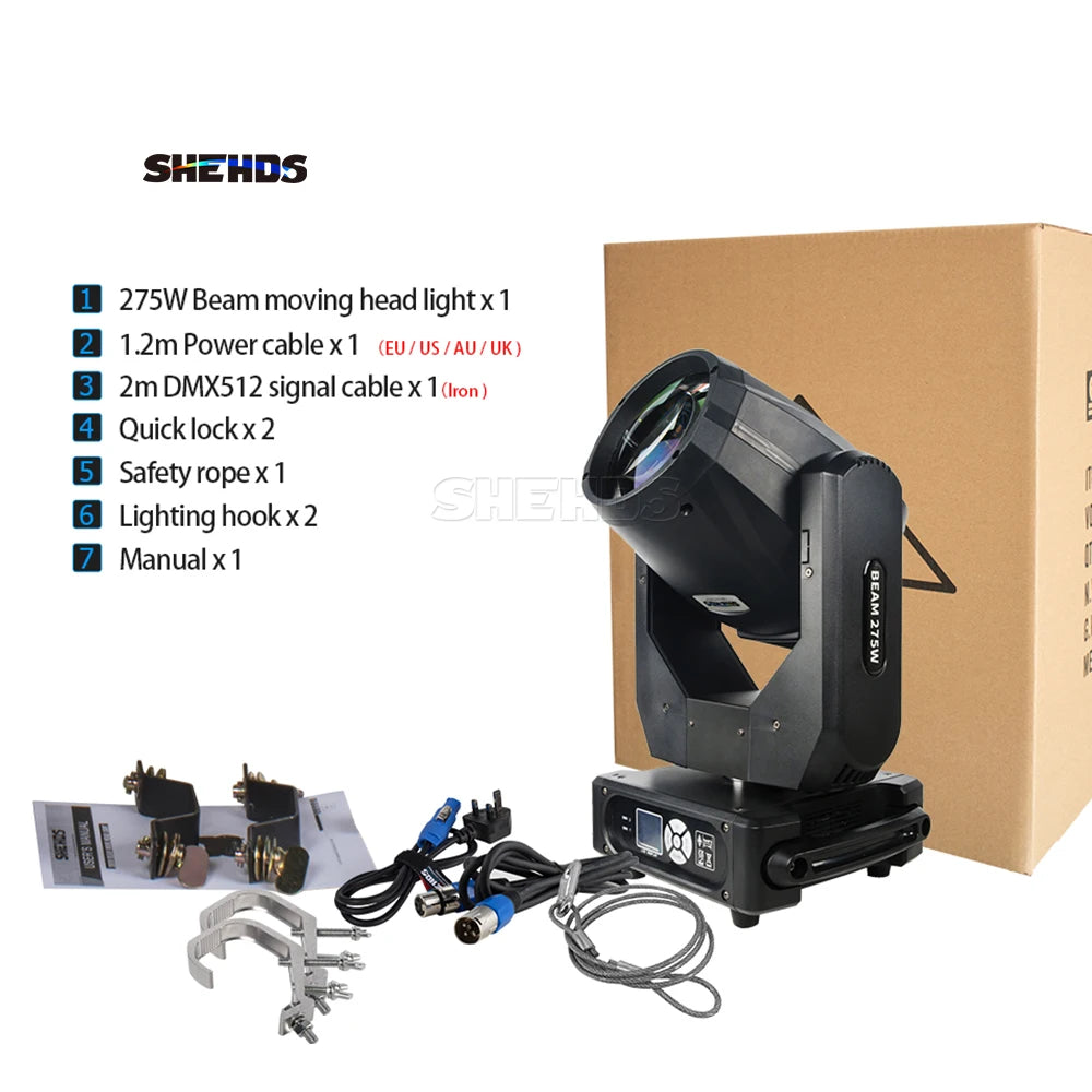 SHEHDS Bulb Beam 275W 10R Moving Head Lighting for DJ Projector Disco Professional Stage Equipment