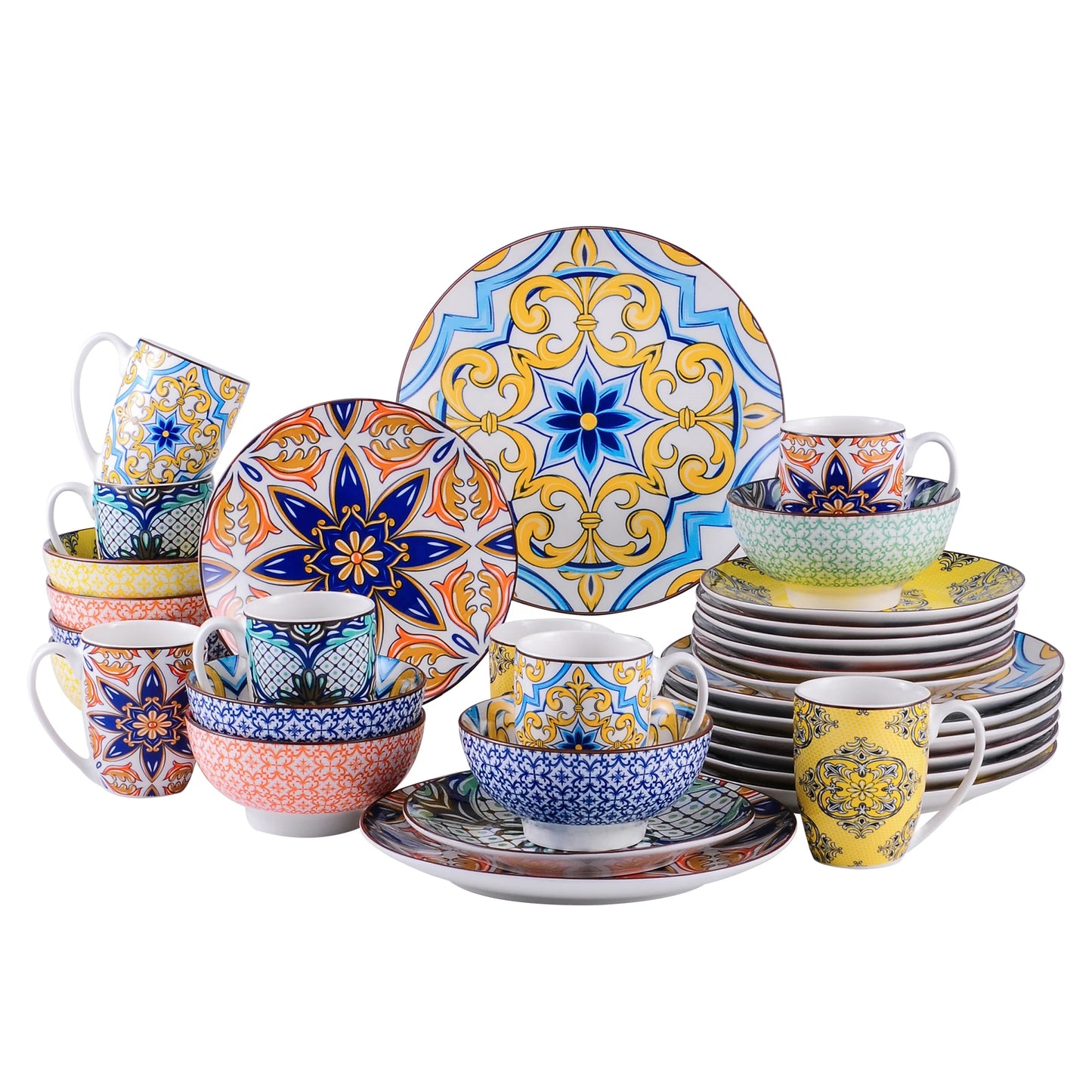 MALACASA Jasmin Pattern Porcelain Dinnerware Set Collection