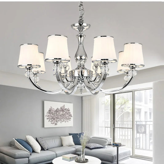 AlHaffar Modern Polished Chrome Crystal Ceiling Chandelier Light