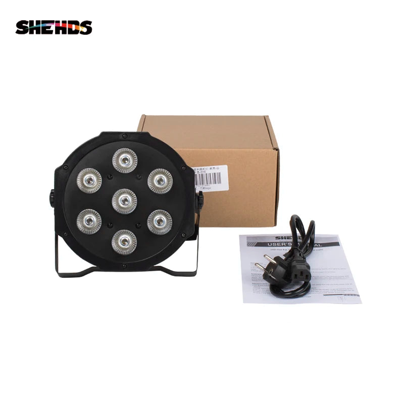 8pcs SHEHDS Flat LED Par 7X12w RGBW /7X18W RGBWA UV Stage  Light DMX Controller DJ Disco Night Club Show Equipment