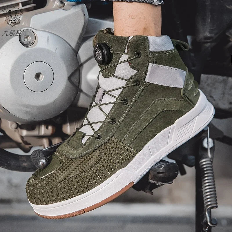 Brown Men's Sneakers Breathable Motocross Men Women Motorcyclist Shoes Casual Motorcycle Boots Boots Motorcycle Supplies