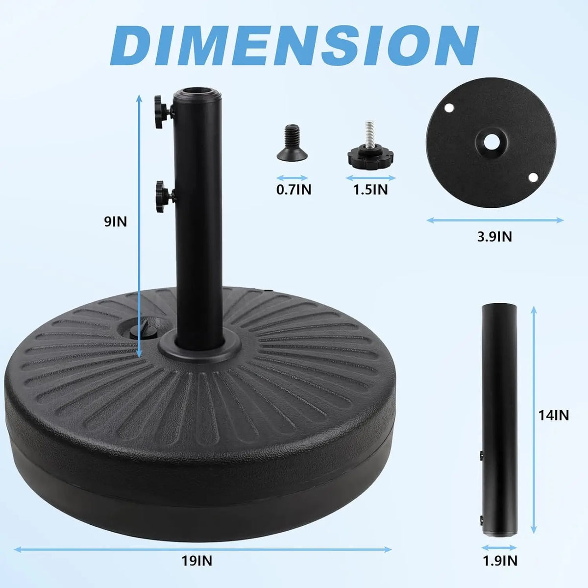 Weighted Patio Umbrella Base with Sand Water Adjustable Anchor