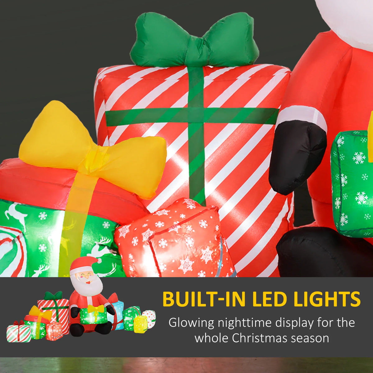 Outsunny Christmas Inflatable Santa Claus With White LED Lights