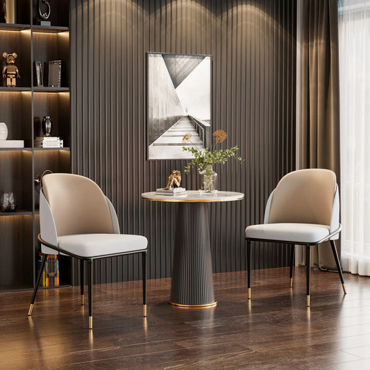 Modern Faux Leather Dining Chairs With Wood Back Two Pack