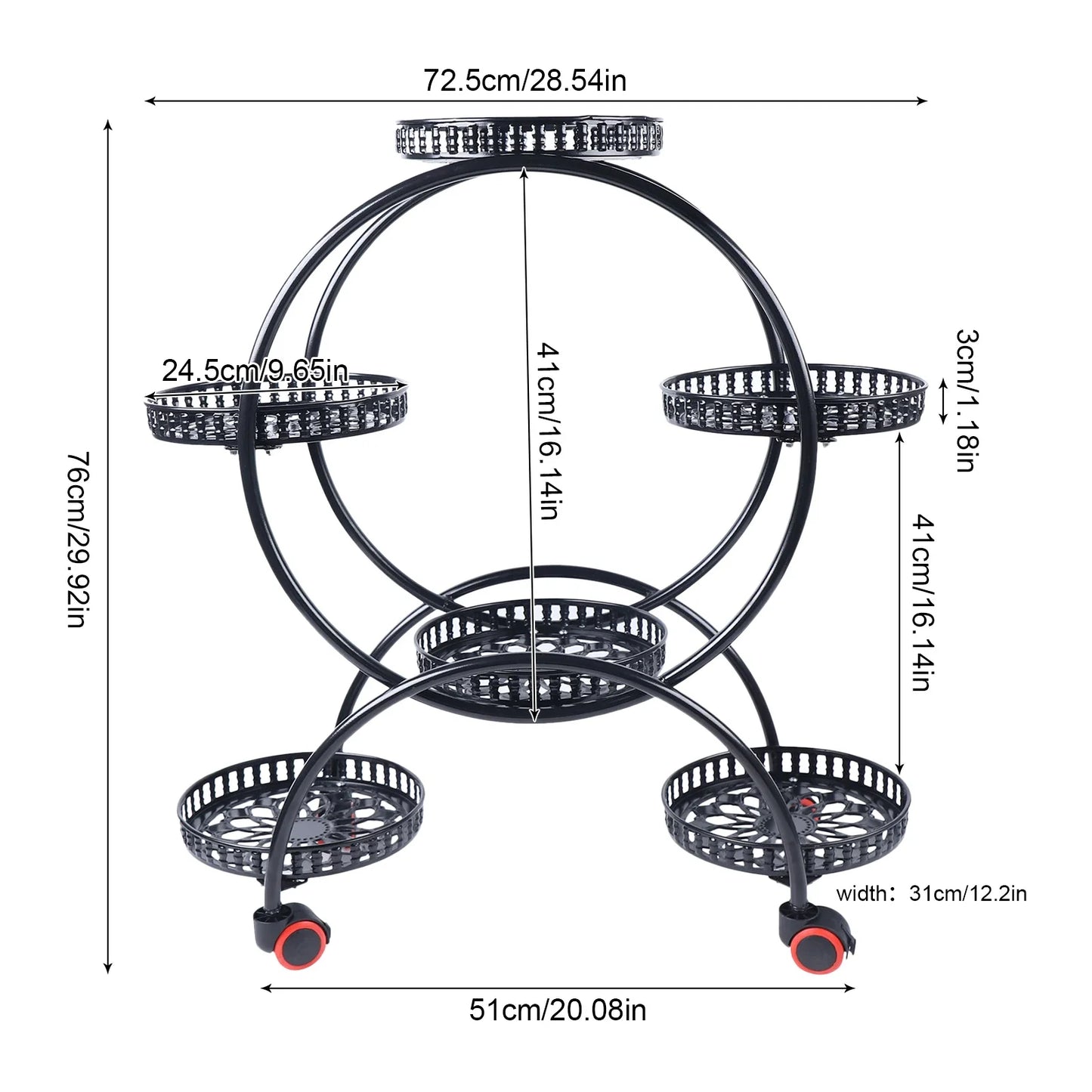 Metal Plant Stand Six Pot Rack For Patio Garden And Living Room