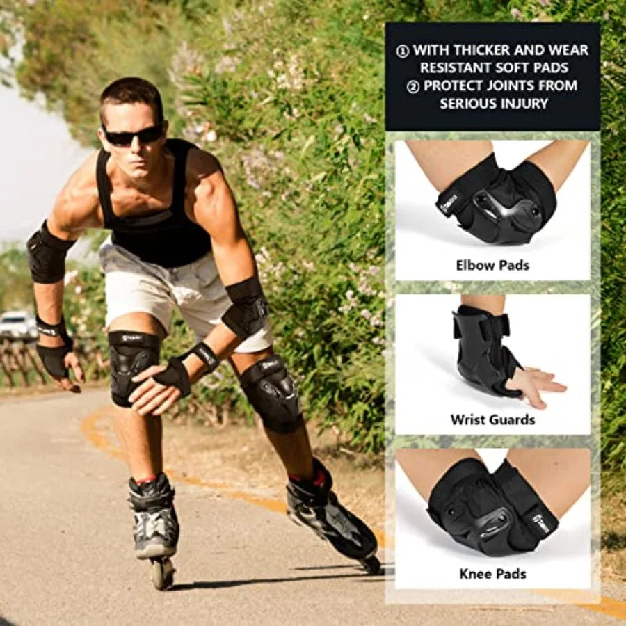Skating Protective Gear Knee Elbow Pads and Wrist Guards