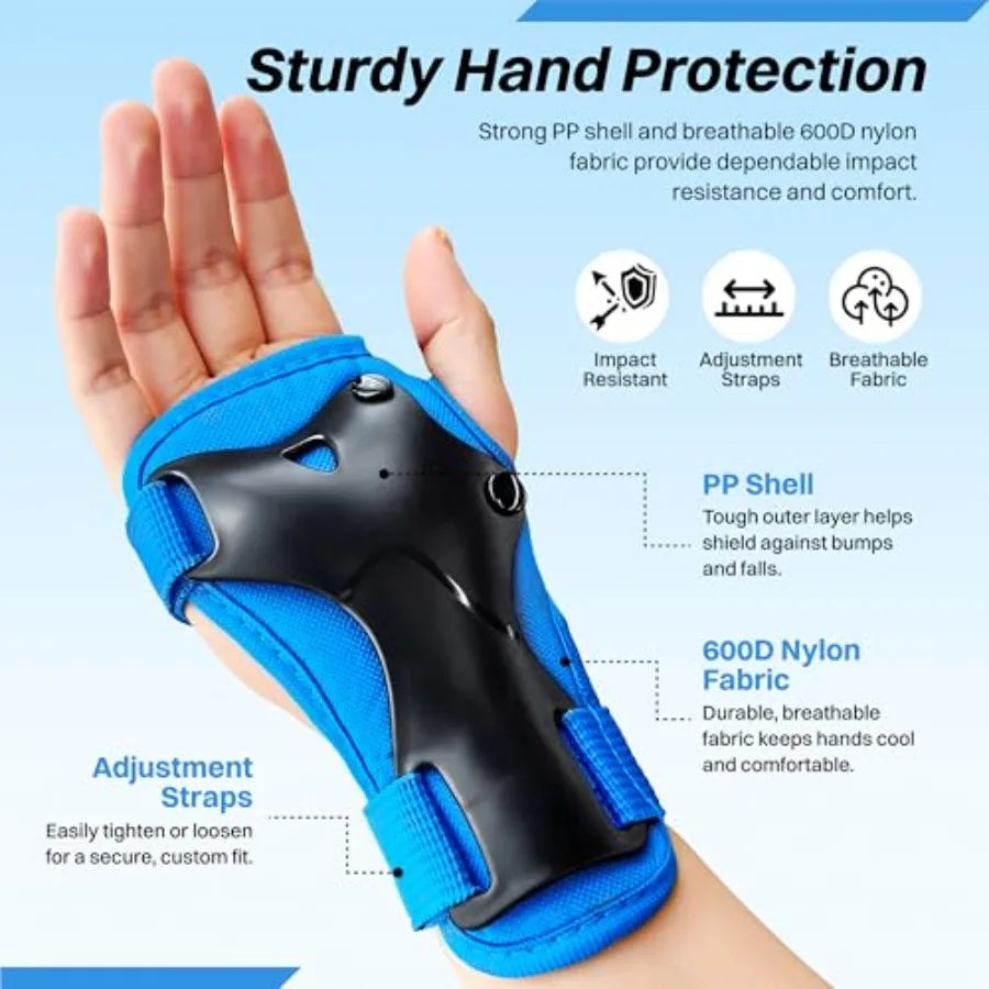 Knee And Elbow Pads Set With Wrist Guard For Skateboarding