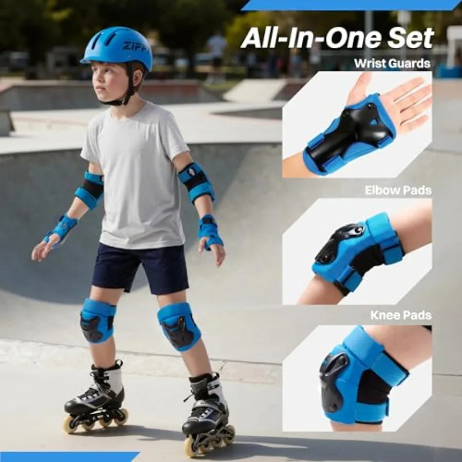 Knee And Elbow Pads Set With Wrist Guard For Skateboarding