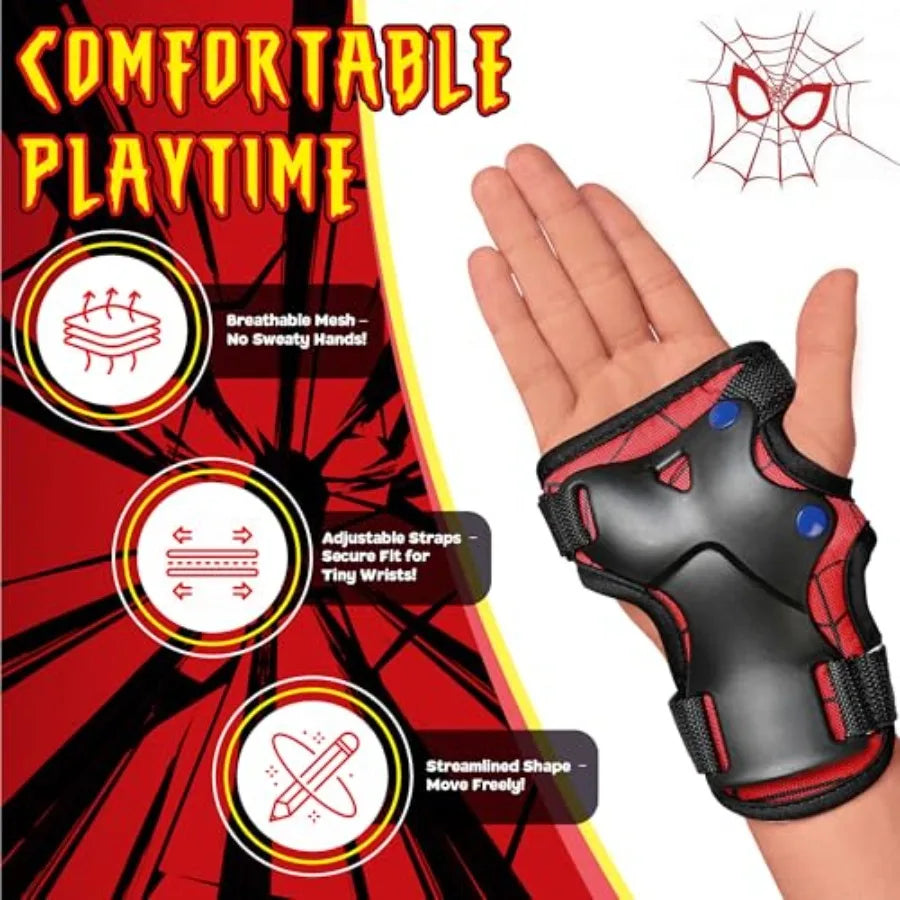 Kids Reflective Knee Elbow Wrist Guard Set With Drawstring Bag