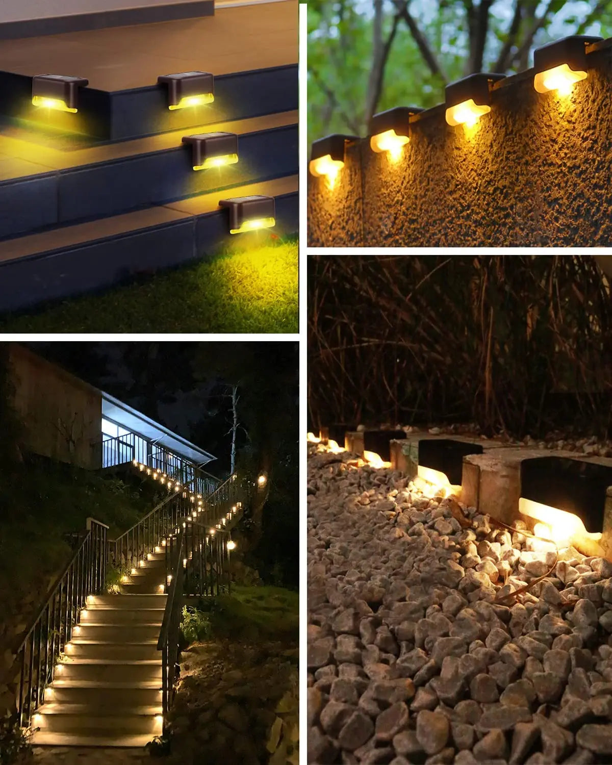 SZRSTH 16 Pack Outdoor Solar Deck Lamps For Stairs And Paths Warm White LED