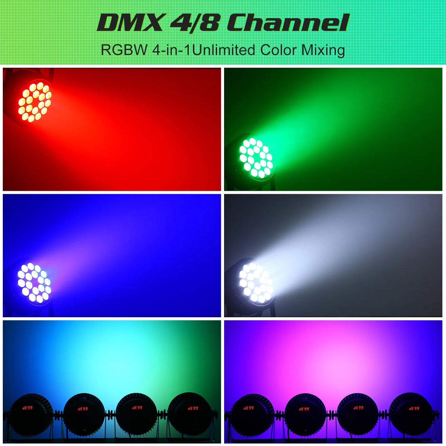 U'King 4x200W LED Par Lights DMX512 RGBW Wash Stage Light